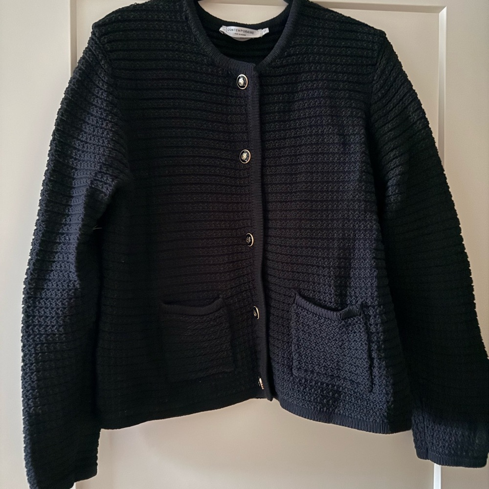 Simons Black Textured Cardigan